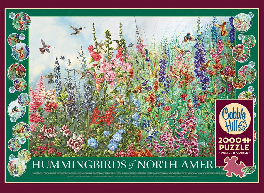 Cobble Hill 2000 Piece Puzzle - Hummingbirds of North America - Sample Poster Included