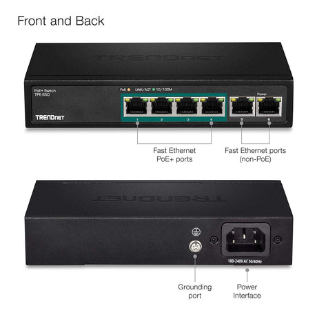 TRENDNET 6-PORT FAST ETHERNET POE+ SWITCH
