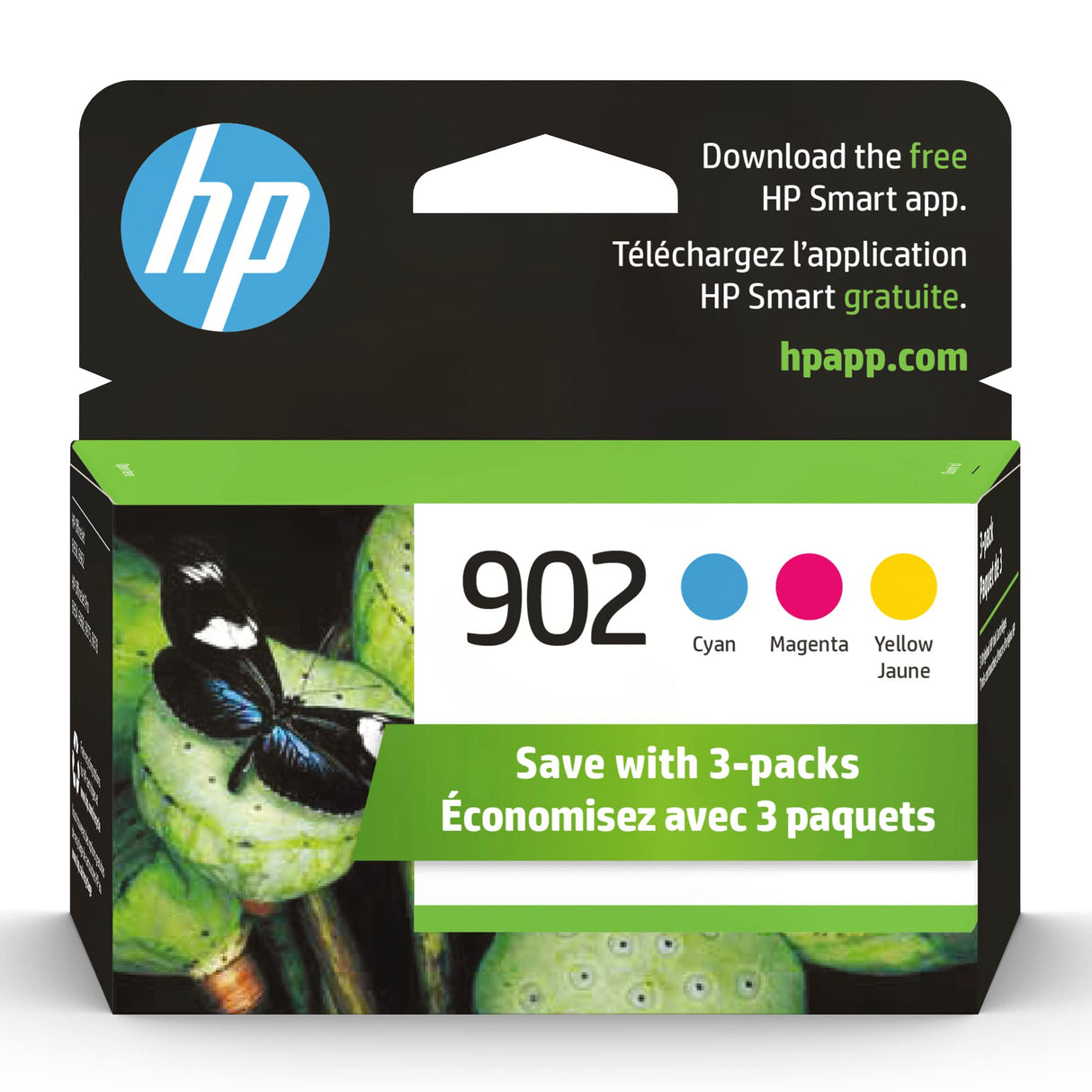 HP 902 Cyan, Magenta, Yellow Ink Cartridges (3-pack) | Works with HP OfficeJet 6950, 6960 Series, HP OfficeJet Pro 6960, 6970 Series | T0A38AN