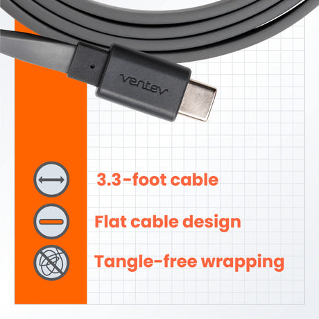 Ventev - Chargesync Usb C To Usb C 2.0 Cable 3.3ft - Gray