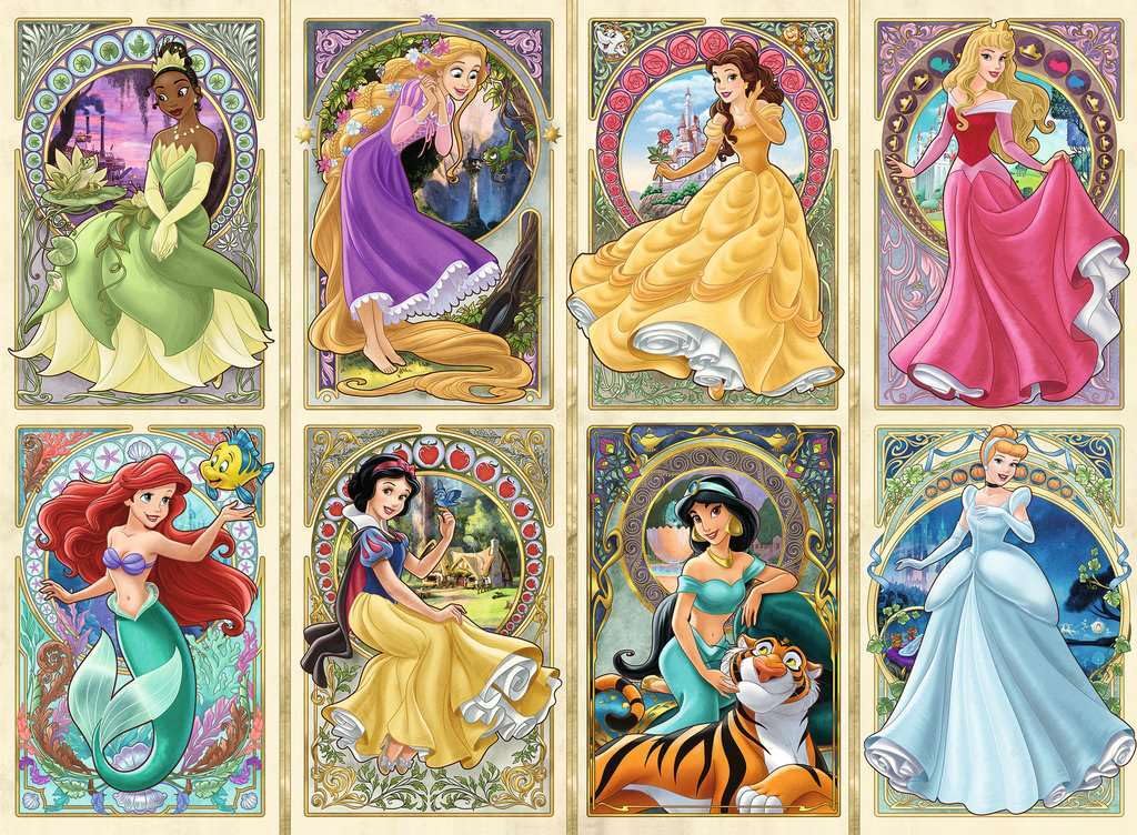 Ravensburger Disney Art Nouveau Princesses 1000-Piece Puzzle - Unique and Engaging Jigsaw | Softclick Technology Ideal Gift for Puzzle Enthusiasts and Disney Fans