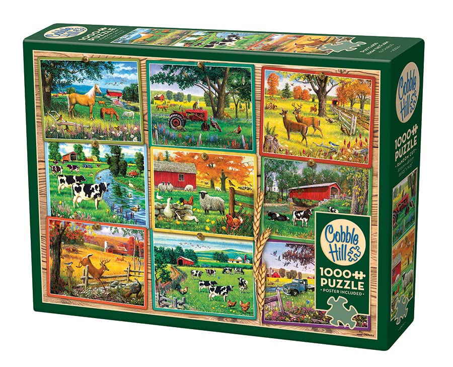 Cobble Hill 1000 Piece Puzzle - Postcards from The Farm - Sample Poster Included