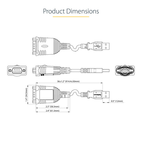 3FT USB TO SERIAL CABLE