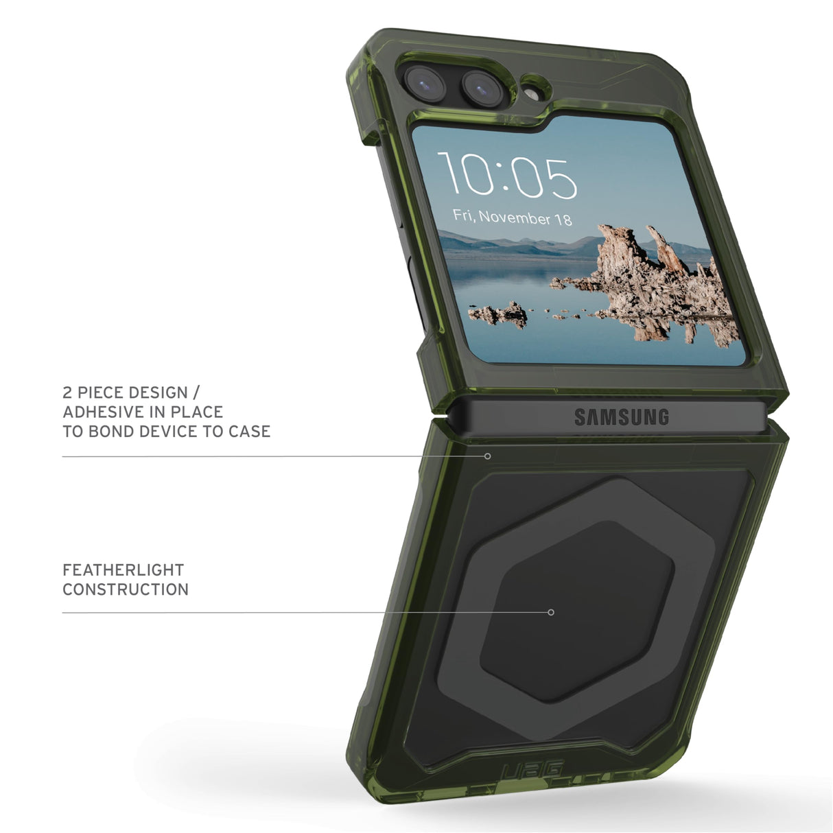 Urban Armor Gear (uag) - Plyo Pro Case For Samsung Galaxy Z Flip5 - Olive And Space Grey