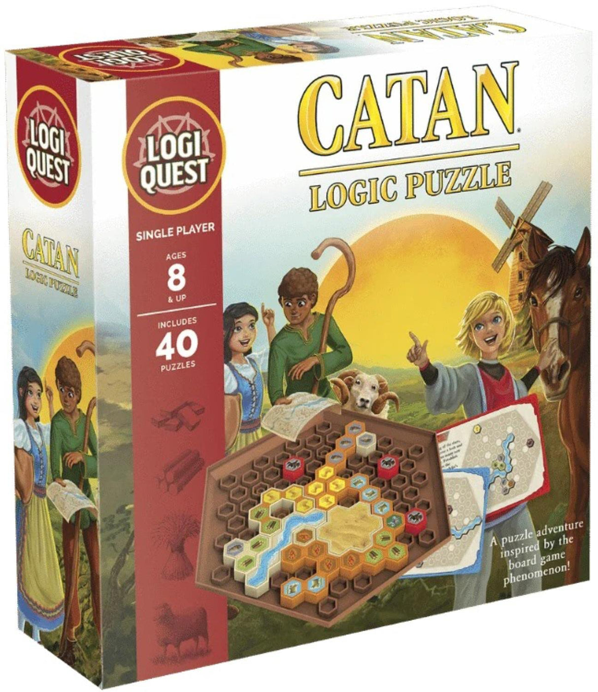 Catan Logic Puzzle Board Game | LogiQuest Puzzle Adventure Inspired by The Catan Board Game | Kids & Family Puzzle Game |Includes 40 Puzzles | Ages 8+ | 1 Player | Average Playtime 15 Minutes