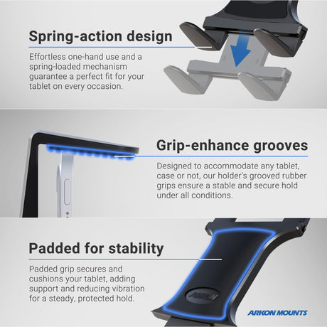 ARKON Mounts - Heavy Duty Drill Base Tablet Mount | Fits iPad and Samsung Tablets