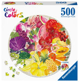 Ravensburger Circle of Colors: Fruits and Vegetables 500 Piece Round Jigsaw Puzzle for Adults & Kids - Unique Softclick Technology | Vibrant Matte Finish | Sustainable Forest Materials