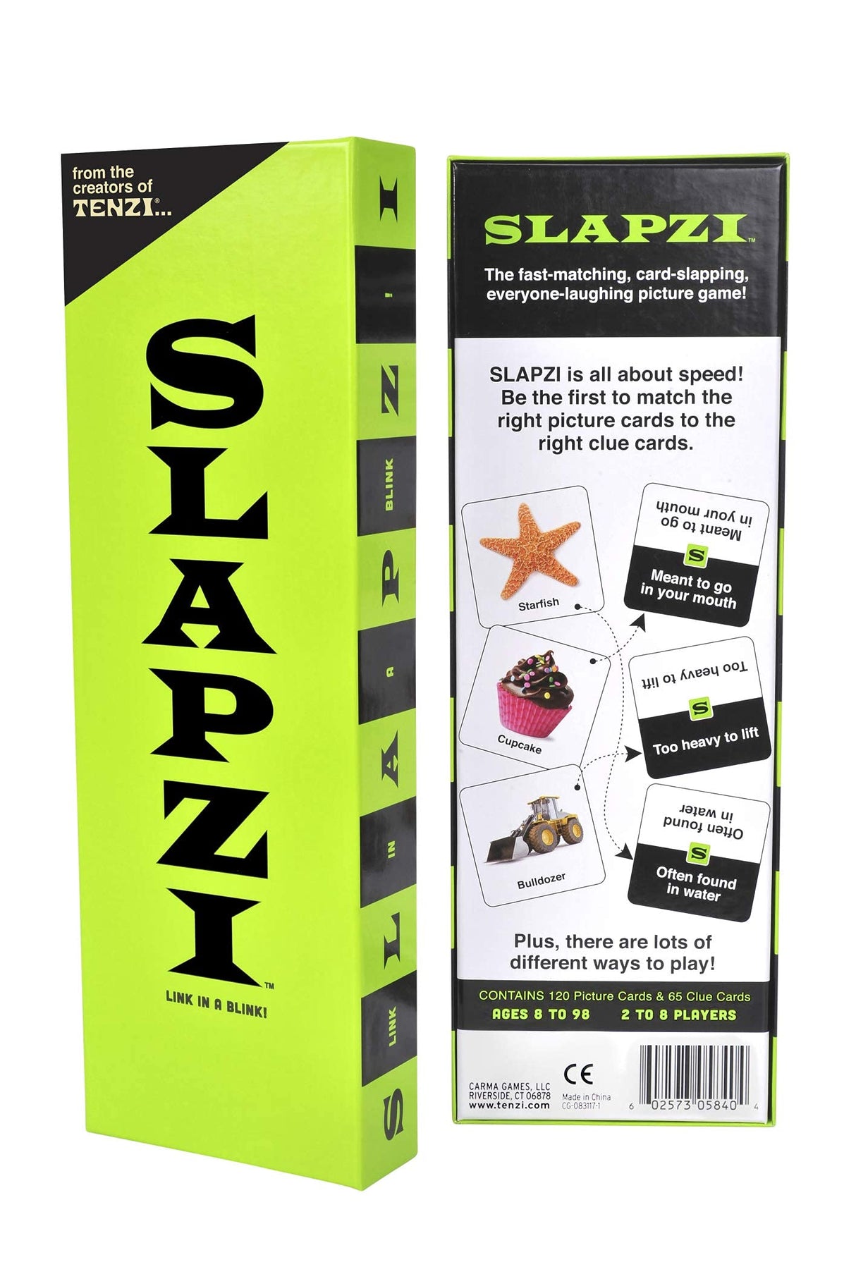 TENZI SLAPZI Full-Sized Edition - Includes 120 Picture Cards, 65 Clue Cards - The Quick Thinking and Fast Matching Card Game for All Ages - 2-8 Players