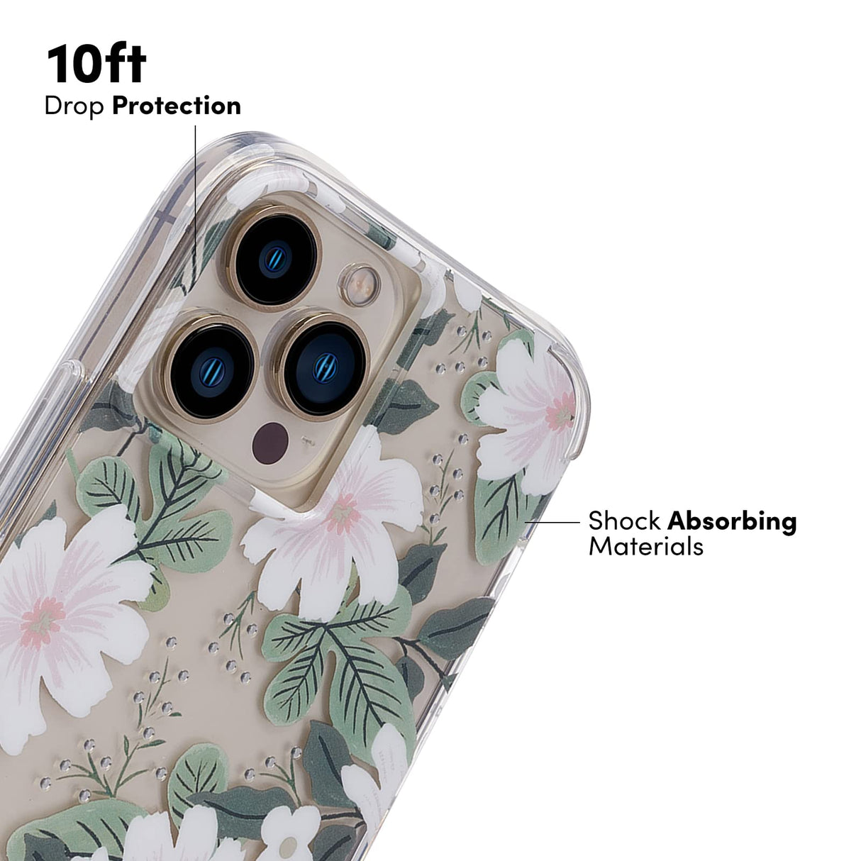 Rifle Paper Co. iPhone 13 Pro Case - 10ft Drop Protection with Wireless Charging - Luxury Floral 6.1" Cute Case for iPhone 13 Pro - Slim, Lightweight, Anti Scratch, Shock Absorbing Materials - Willow