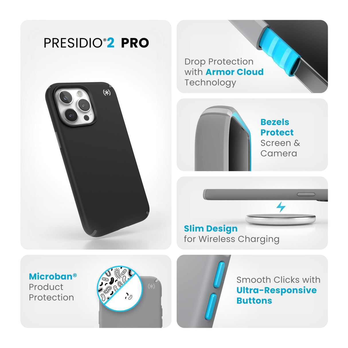 Speck - Presidio2 Pro Case For Apple Iphone 15 Pro Max - Black