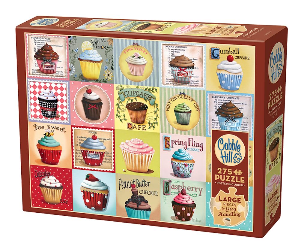 Cobble Hill 275 Piece Easy-Handling Puzzle - Cupcake Cafe - Sample Poster Included