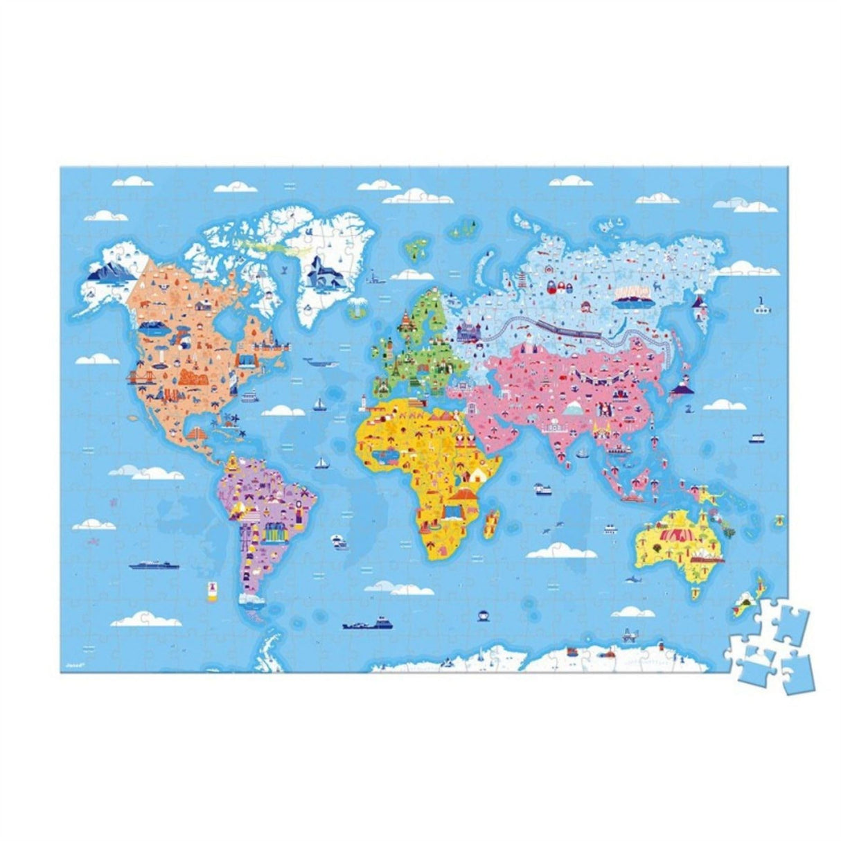 Janod 350 Piece Educational World Atlas Floor Puzzle - Ages 6+