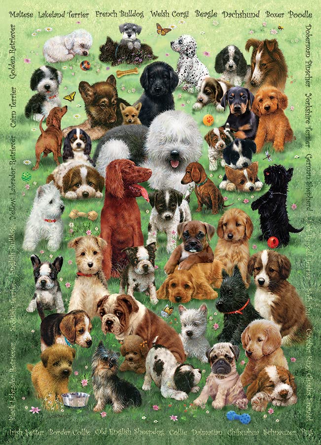 Cobble Hill Family Piece's 350 Puzzle - Puppy Love - Sample Poster Included