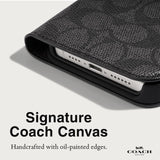 Coach - Folio Case For Apple Iphone 15 Pro - Signature C Charcoal