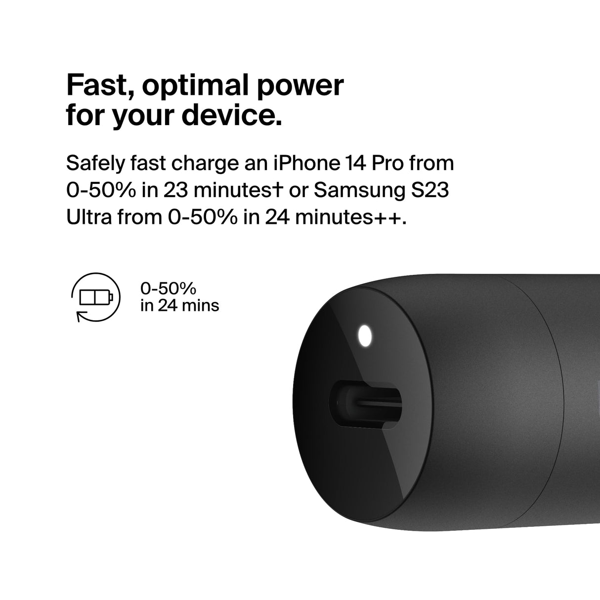 Belkin - 30w Pd Car Charger With Pps And Usb C To Usb C Cable 1m - Black