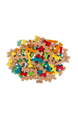 Janod 100 Piece Wooden Building Kit with Notched Blocks - Ages 6+