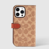 Coach - Folio Case For Apple Iphone 15 Pro Max - Signature C Tan