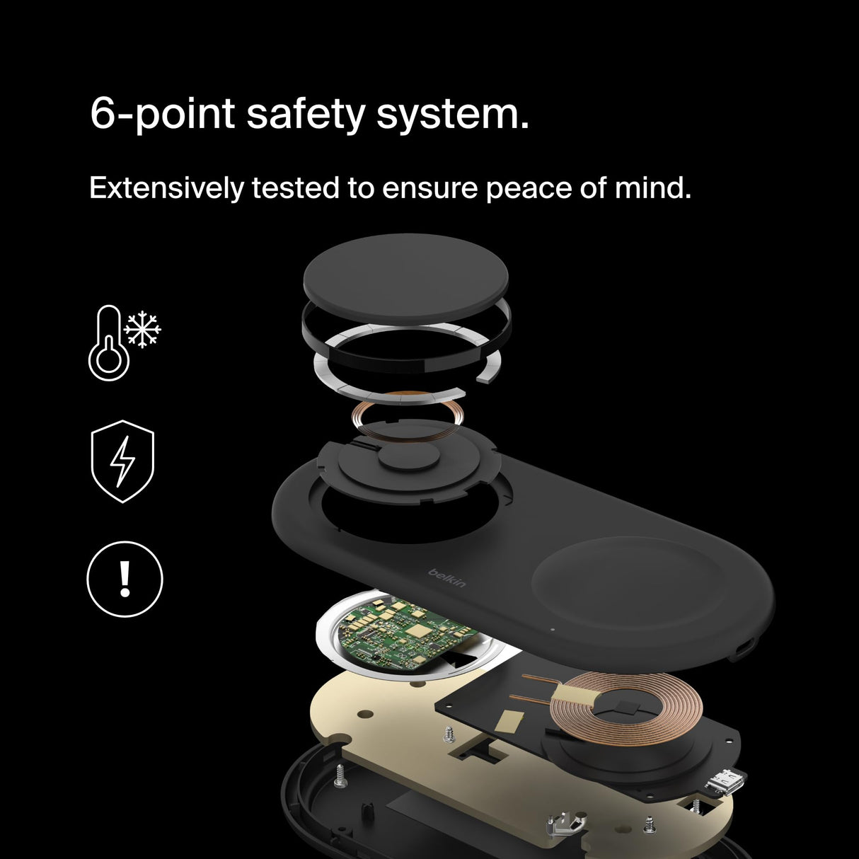 Belkin - Boost Charge Pro 2 In 1 Magnetic Wireless Charging Pad With Qi2 15w - Black