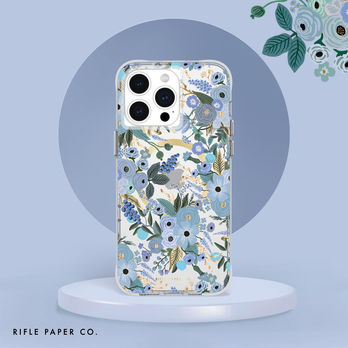 Rifle Paper Co - Magsafe Case For Apple Iphone 15 Pro Max - Garden Party Blue