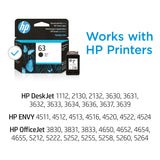 HP 63 Black Ink Cartridge | Works with HP DeskJet 1112, 2130, 3630 Series; HP ENVY 4510, 4520 Series; HP OfficeJet 3830, 4650, 5200 Series