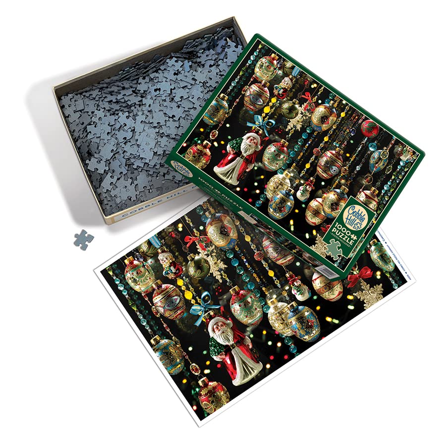 Cobble Hill 1000 Piece Puzzle - Christmas Ornaments - Sample Poster Included