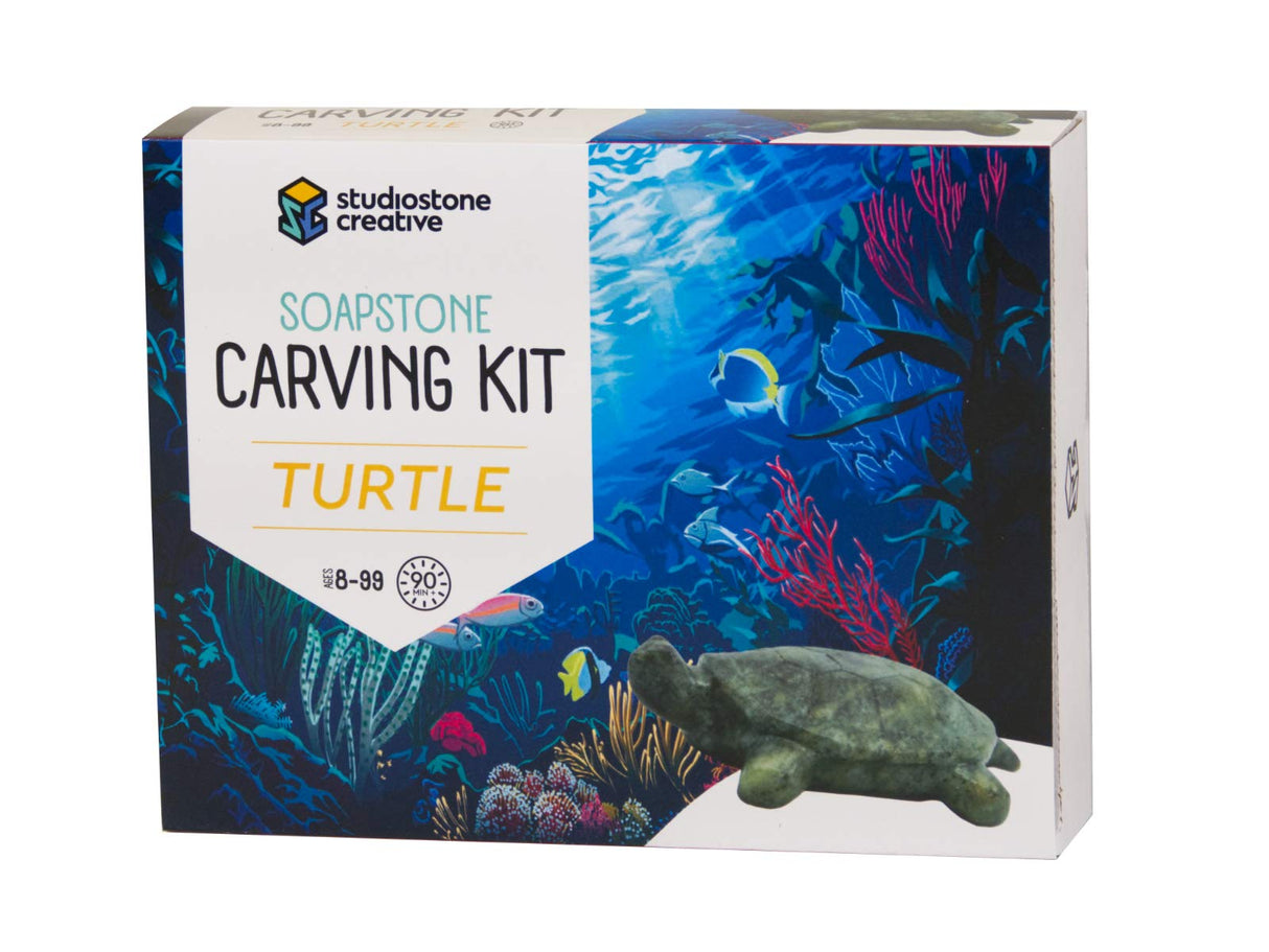 STUDIOSTONE CREATIVE DIY Arts & Crafts Carving Kit Kids Adults Turtle Sculpture Soapstone