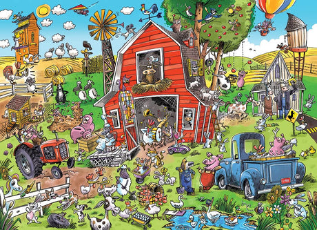 Cobble Hill Family Piece's 350 Puzzle - Farmyard Folly - Sample Poster Included