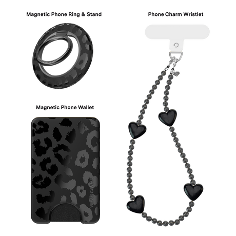 VELVET CAVIAR - 3pc Phone Accessory Gift Set - Black Leopard
