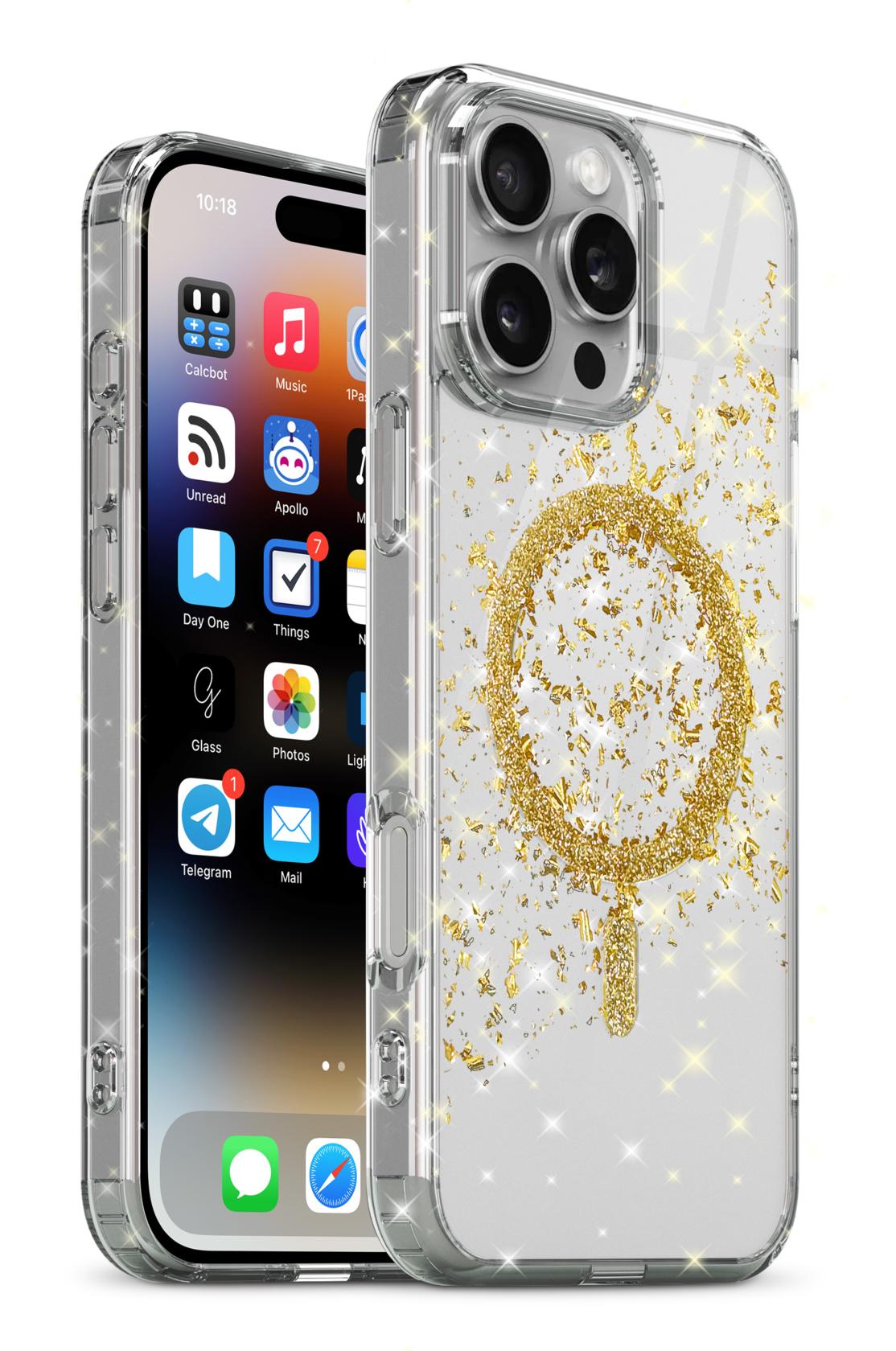 IPHONE 16 PRO XBASE SPARKLELINE SERIES MAGSAFE COMPATIBLE CASE - GOLD STRIPE