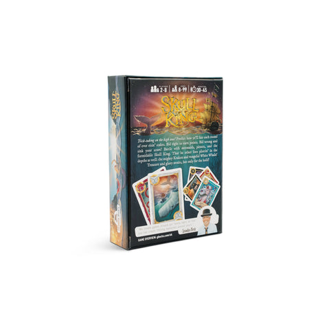 Card game box for 'Skull King' with artwork on a white background
