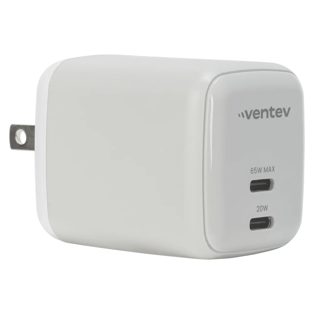 Ventev - 65W ULTRAFAST USB C Universal Dual GaN Mini Wall Charger - Gray