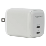 Ventev - 65W ULTRAFAST USB C Universal Dual GaN Mini Wall Charger - Gray