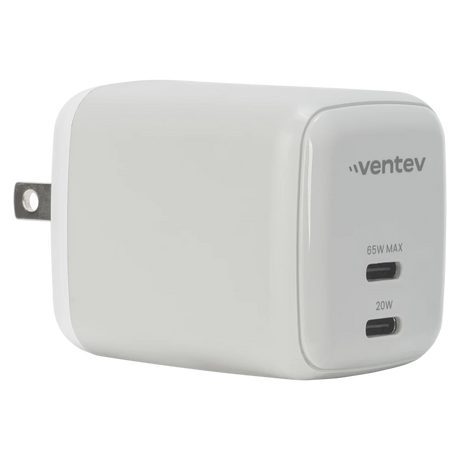 Ventev - 65W ULTRAFAST USB C Universal Dual GaN Mini Wall Charger - Gray