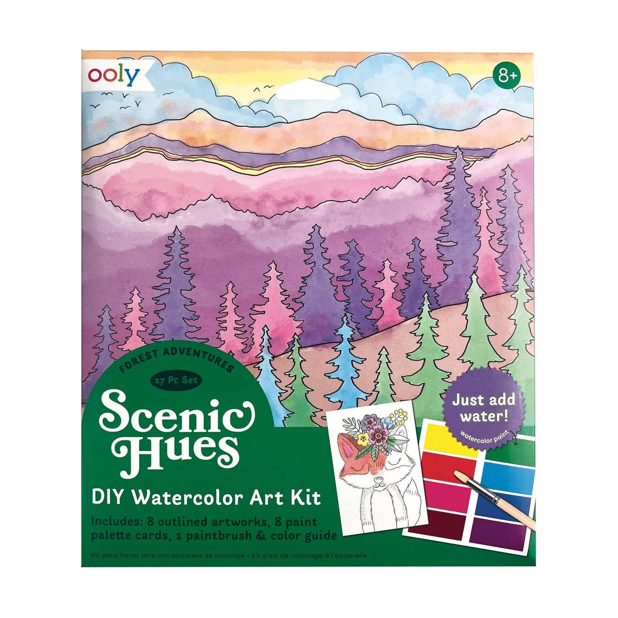 OOLY - Scenic Hues: D.I.Y. Watercolor Art Kit - Forest Adventure (1