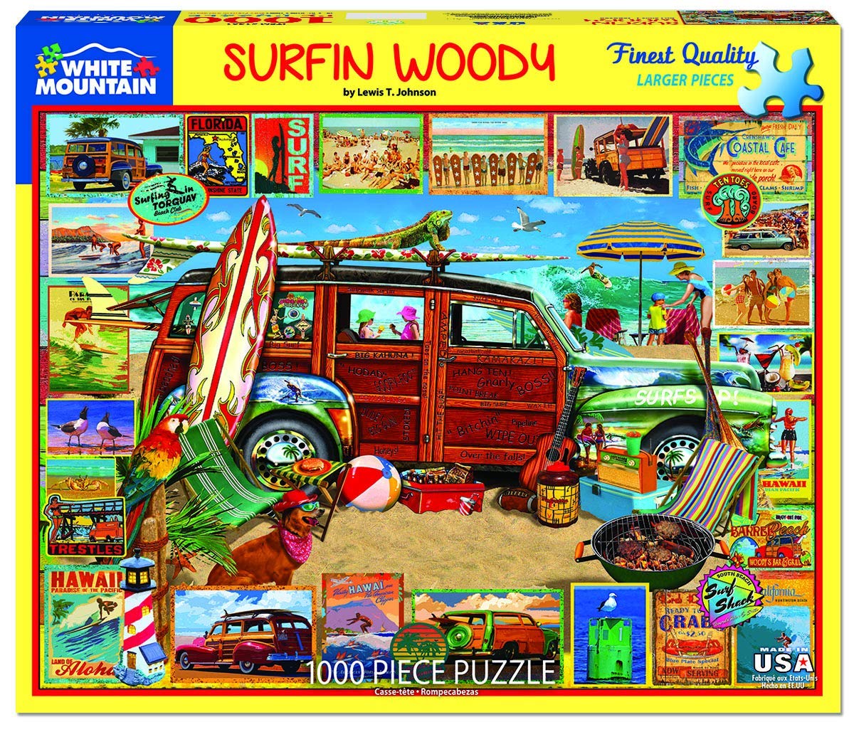 White Mountain Puzzles Surfin Woody- 1000 Piece Jigsaw Puzzle