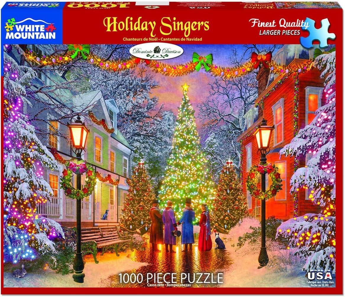 White Mountain Holiday Singers Winter Puzzles 1000 Pieces Christmas Theme Jigsaw Puzzle for Adults and Family