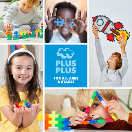 PLUS PLUS 240 Piece Interlocking Building Blocks for Kids, Open Ended Connecting Toys, STEM Bin Classroom Mini Manipulatives - Celebration Mix Play Tube