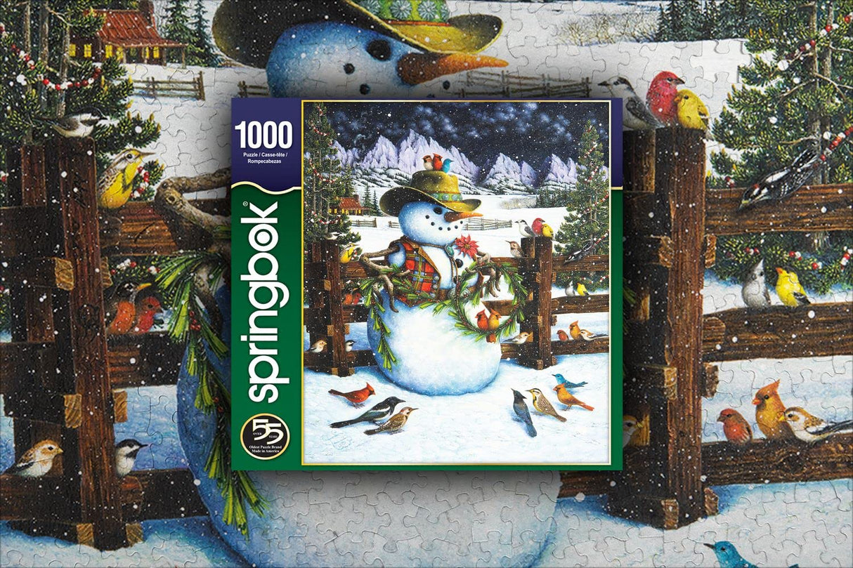 Springbok 1000 Piece Jigsaw Puzzle Western Snowman - Made in USA