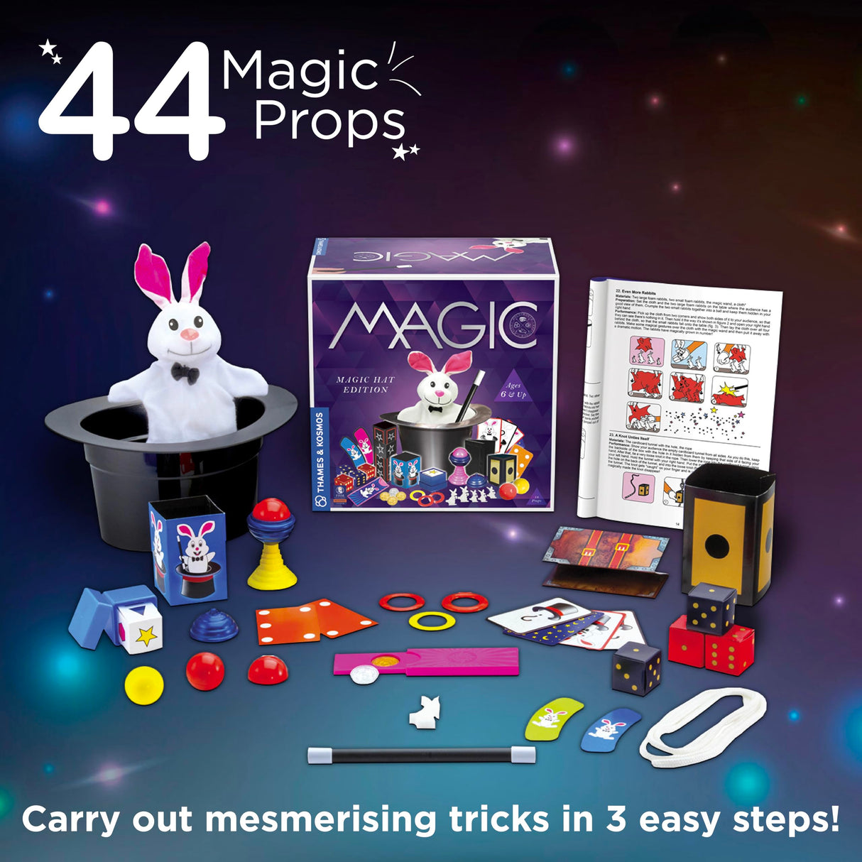 Thames & Kosmos Magic Hat with 35 Tricks | 24-Page Illustrated Instruction in Full Color | for Magicians Ages 6+