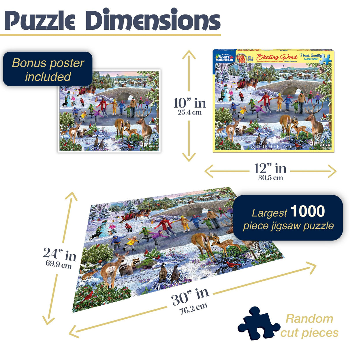 WHITE MOUNTAIN PUZZLES Skating Pond Seek & Find Puzzle, 1 EA