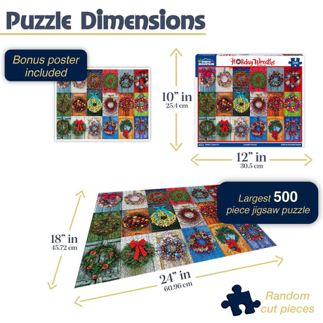 White Mountain Puzzles - Holiday Wreaths - 500 Piece Jigsaw Puzzle - image 3