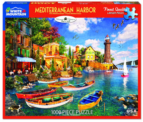 White Mountain Puzzles - Mediterranean Harbor - 1000 Piece Jigsaw Puzzle