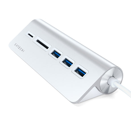 Satechi - Usb C Aluminum Usb 3.0 Hub And Card Reader - Silver