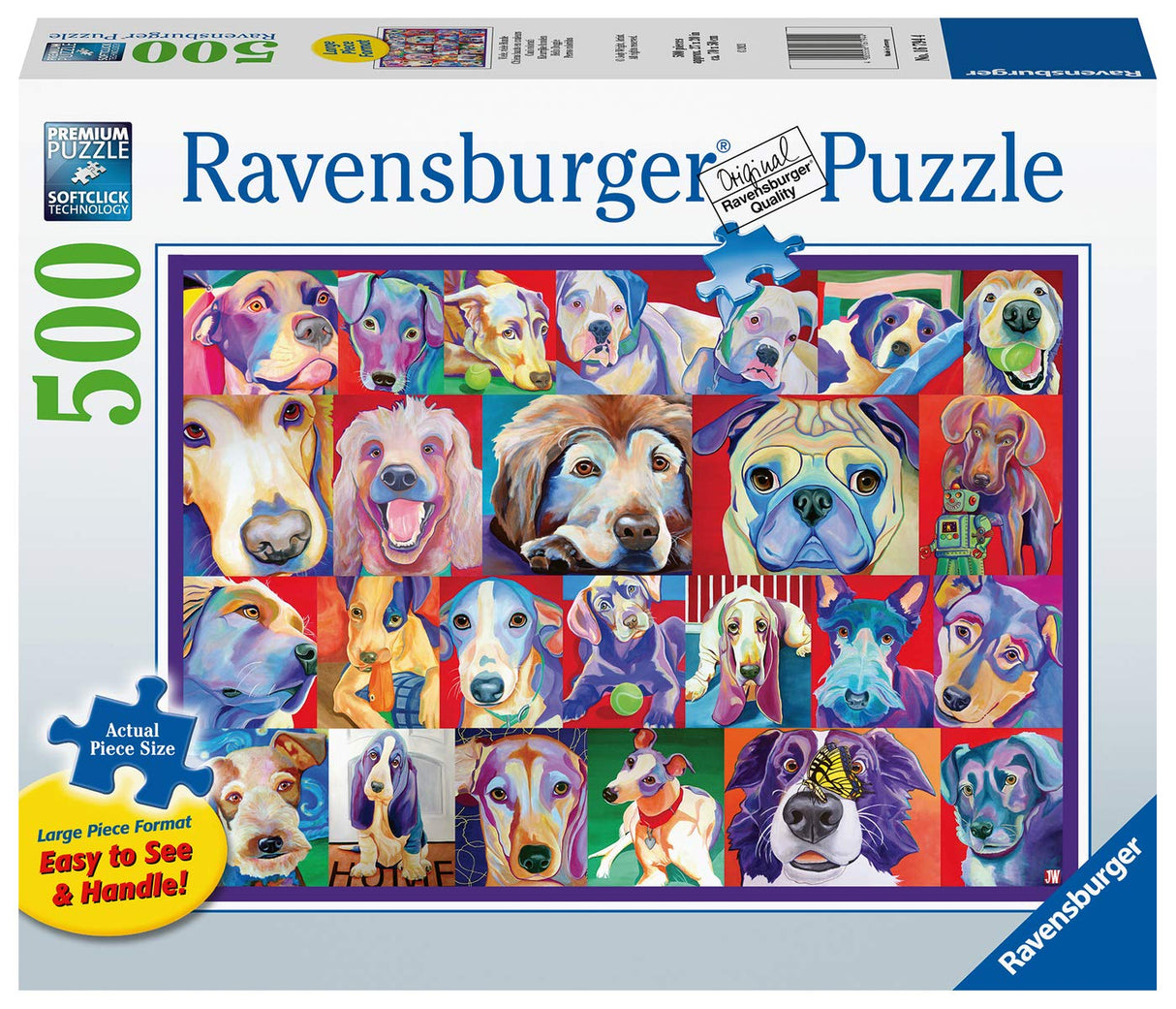 Ravensburger Hello Doggie 500 Piece Large Format Jigsaw Puzzle for Adults - Every Piece is Unique, Softclick Technology Means Pieces Fit Together Perfectly