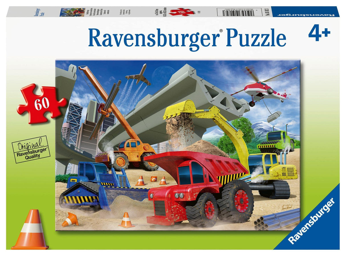 Ravensburger Construction Trucks 60 Piece Jigsaw Puzzle for Kids - Every Piece is Unique, Pieces Fit Together Perfectly