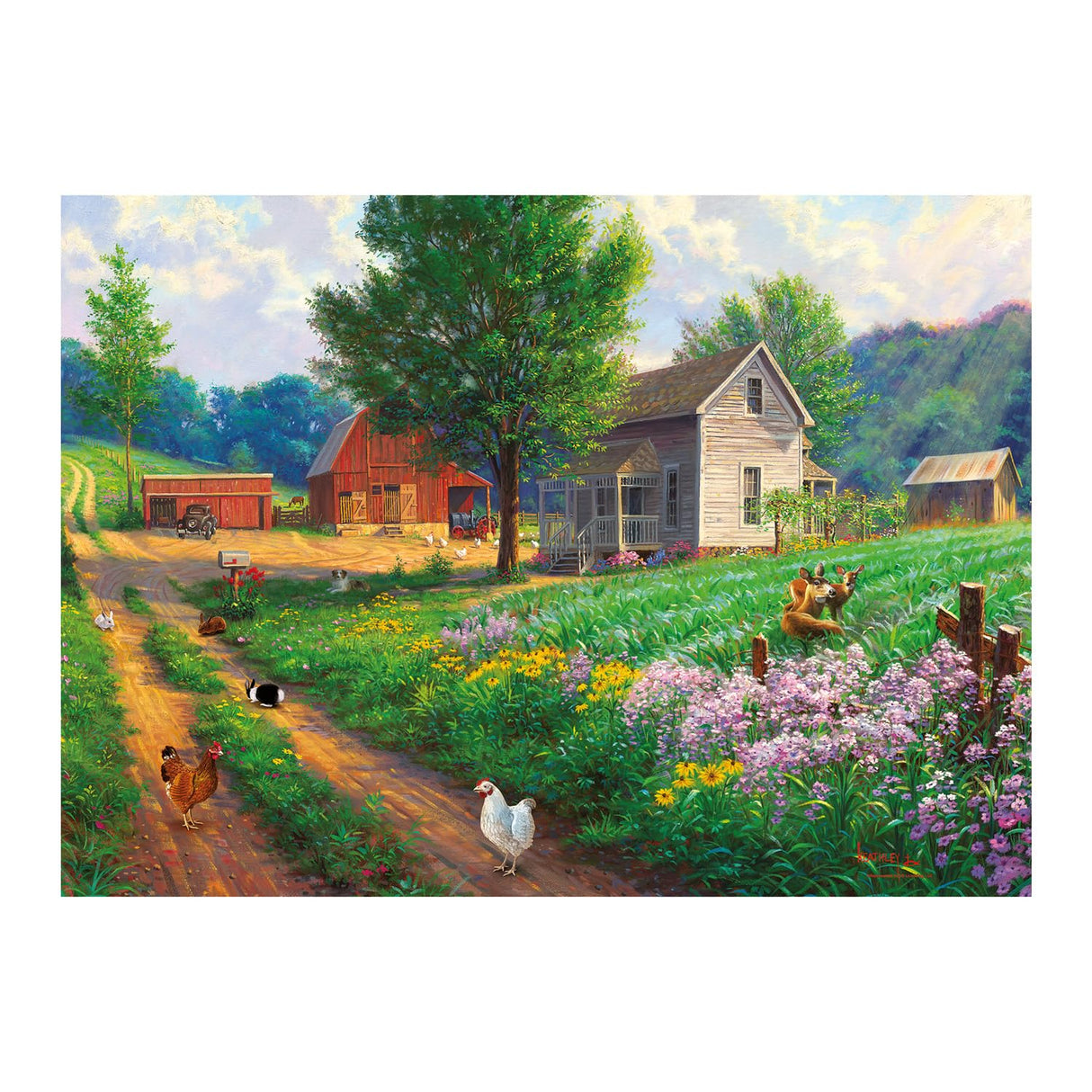 Cobble Hill Farm, 1000 Piece Puzzle with Puzzle Poster for Adults and Children from 12 Years, Landscape Puzzle, Nature, Farm