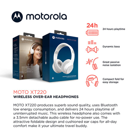 Motorola - Xt200 Over Ear Bluetooth Headphones - White