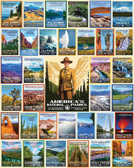 White Mountain Puzzles - National Park Posters - 1000 Piece Jigsaw Puzzle for Adults & Kids - Fun Family Activity