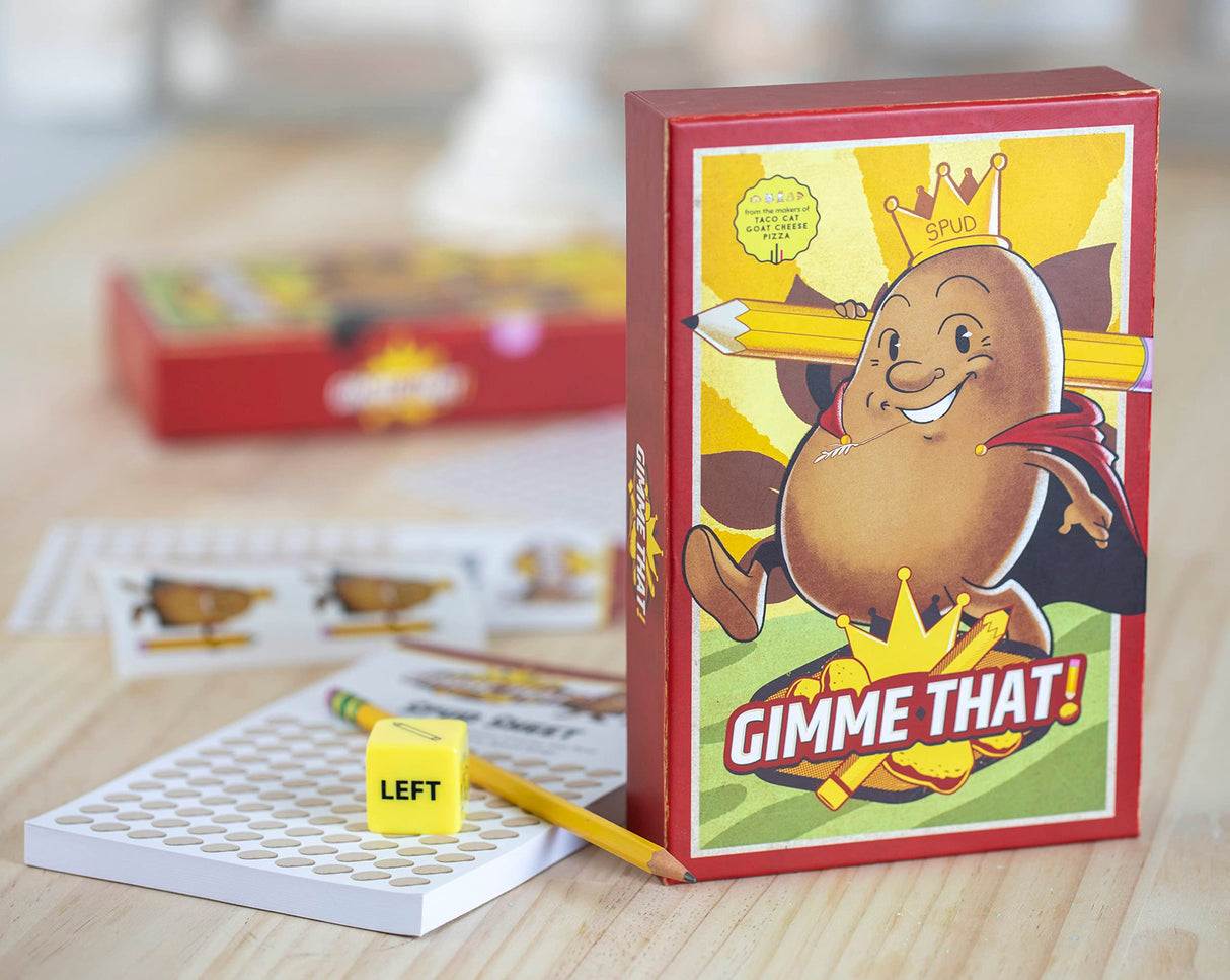 Gimme That! by The Creators of Taco Cat Goat Cheese Pizza, Family Party Game 3 to 8 players, Ages 8+, 1 Minute to Learn and Ridiculously Fun to Play!