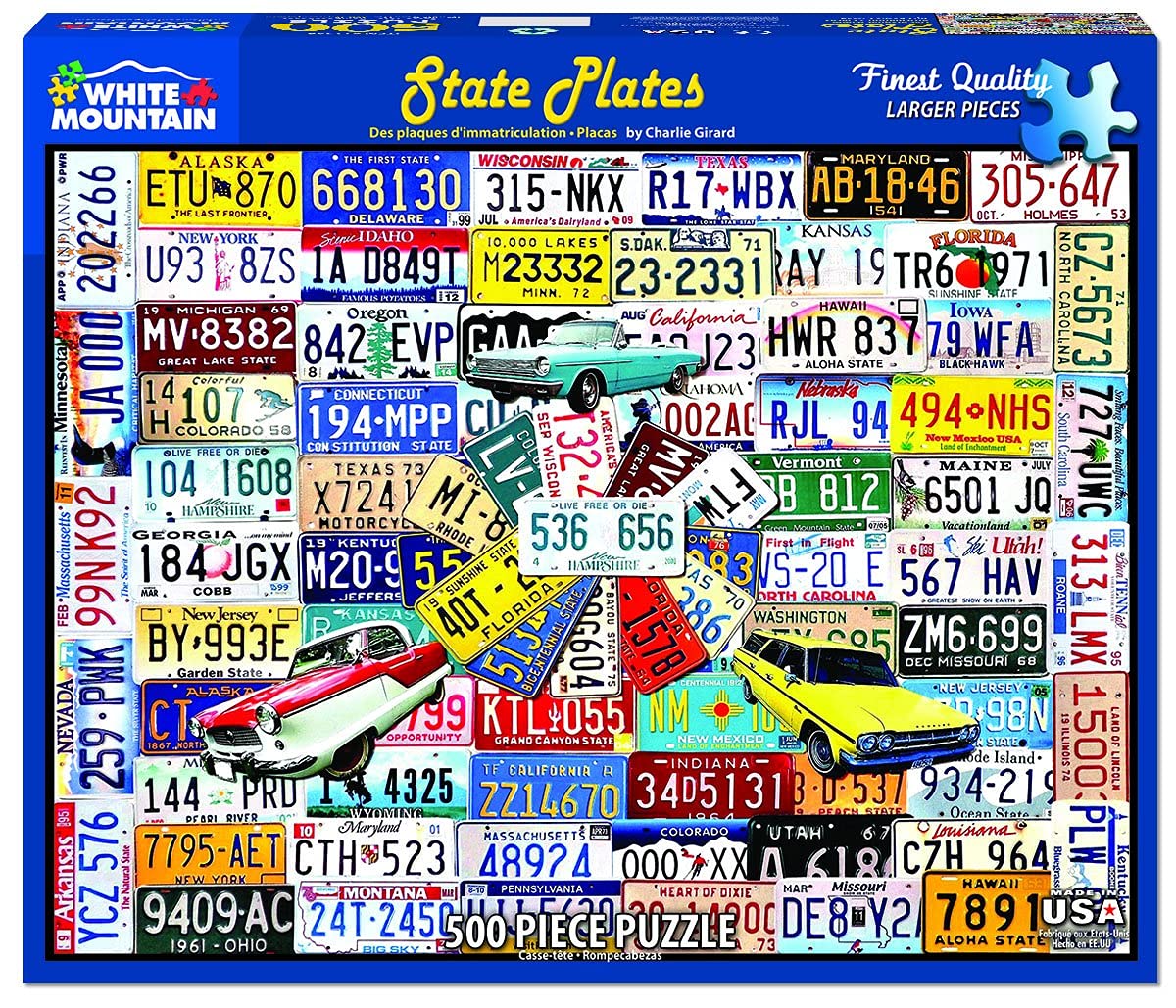 White Mountain Puzzles State Plates - 500 Piece Jigsaw Puzzle